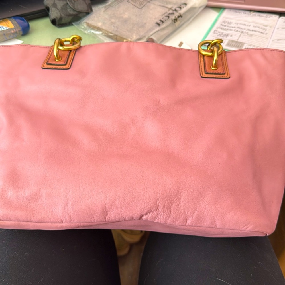 Coach Pink Leather Shoulder Bag with Gold Hardware - Picture 2 of 3